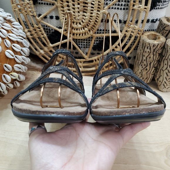 Dansko Jovie Slingback Coffee Swirl Sandals Snake Cork Sole Leather Women 8.5-9 - Picture 3 of 13